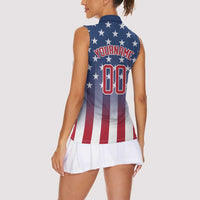 Personalized Team Name American Women Sleeveless Polo Shirt USA Flag Fashion Sports