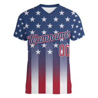 Personalized Team Name American Women V-Neck T-Shirt USA Flag Fashion Sports