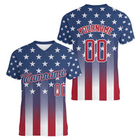 Personalized Team Name American Women V-Neck T-Shirt USA Flag Fashion Sports