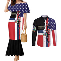 Dominican Republic Couples Matching Mermaid Dress and Long Sleeve Button Shirt Made In America with Dominican Parts DT03