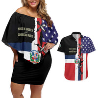 Dominican Republic Couples Matching Off Shoulder Short Dress and Hawaiian Shirt Made In America with Dominican Parts DT03