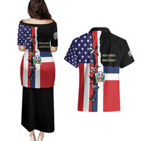 Dominican Republic Couples Matching Puletasi and Hawaiian Shirt Made In America with Dominican Parts DT03