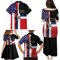Dominican Republic Family Matching Puletasi and Hawaiian Shirt Made In America with Dominican Parts DT03