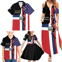 Dominican Republic Family Matching Summer Maxi Dress and Hawaiian Shirt Made In America with Dominican Parts DT03