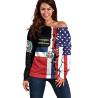 Dominican Republic Off Shoulder Sweater Made In America with Dominican Parts DT03