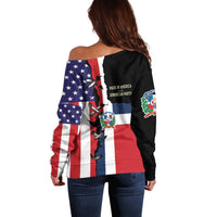 Dominican Republic Off Shoulder Sweater Made In America with Dominican Parts DT03