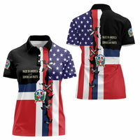 Dominican Republic Women Polo Shirt Made In America with Dominican Parts DT03