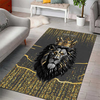 Personalized Black and Gold Lion Area Rug King Africa - Wonder Print Shop
