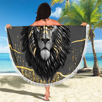 Personalized Black and Gold Lion Beach Blanket King Africa - Wonder Print Shop