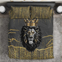 Personalized Black and Gold Lion Bedding Set King Africa - Wonder Print Shop