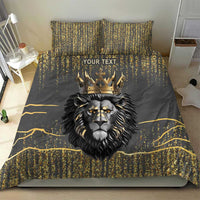 Personalized Black and Gold Lion Bedding Set King Africa - Wonder Print Shop