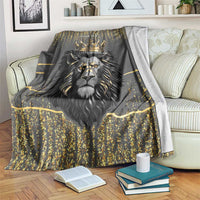 Personalized Black and Gold Lion Blanket King Africa