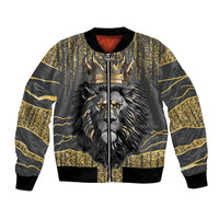 Personalized Black and Gold Lion Bomber Jacket King Africa - Wonder Print Shop