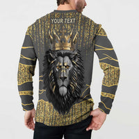 Personalized Black and Gold Lion Button Sweatshirt King Africa - Wonder Print Shop