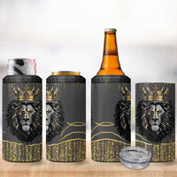 Personalized Black and Gold Lion 4 in 1 Can Cooler Tumbler King Africa - Wonder Print Shop