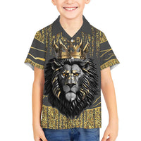 Personalized Black and Gold Lion Kid Hawaiian Shirt King Africa - Wonder Print Shop