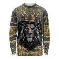 Personalized Black and Gold Lion Long Sleeve Shirt King Africa - Wonder Print Shop