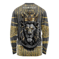 Personalized Black and Gold Lion Long Sleeve Shirt King Africa - Wonder Print Shop