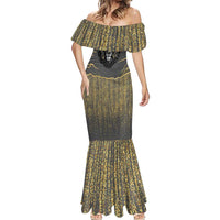 Personalized Black and Gold Lion Mermaid Dress King Africa - Wonder Print Shop