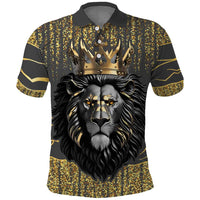 Personalized Black and Gold Lion Polo Shirt King Africa - Wonder Print Shop