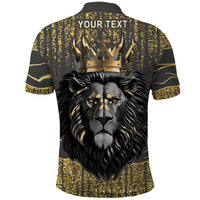 Personalized Black and Gold Lion Polo Shirt King Africa - Wonder Print Shop