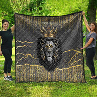 Personalized Black and Gold Lion Quilt King Africa - Wonder Print Shop