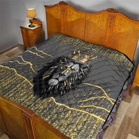 Personalized Black and Gold Lion Quilt King Africa - Wonder Print Shop