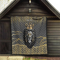 Personalized Black and Gold Lion Quilt King Africa - Wonder Print Shop