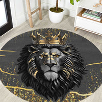 Personalized Black and Gold Lion Round Carpet King Africa