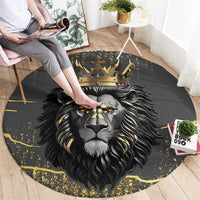 Personalized Black and Gold Lion Round Carpet King Africa