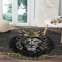 Personalized Black and Gold Lion Round Carpet King Africa