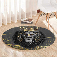 Personalized Black and Gold Lion Round Carpet King Africa