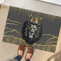 Personalized Black and Gold Lion Rubber Doormat King Africa - Wonder Print Shop