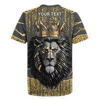 Personalized Black and Gold Lion Rugby Jersey King Africa - Wonder Print Shop