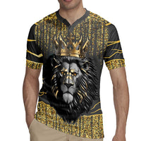 Personalized Black and Gold Lion Rugby Jersey King Africa - Wonder Print Shop