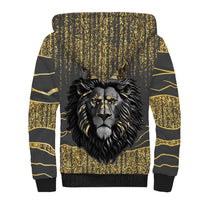 Personalized Black and Gold Lion Sherpa Hoodie King Africa - Wonder Print Shop