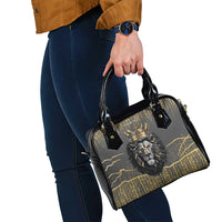 Personalized Black and Gold Lion Shoulder Handbag King Africa