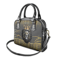 Personalized Black and Gold Lion Shoulder Handbag King Africa