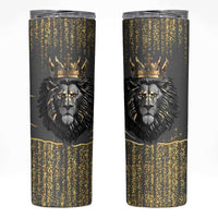 Personalized Black and Gold Lion Skinny Tumbler King Africa - Wonder Print Shop