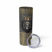 Personalized Black and Gold Lion Skinny Tumbler King Africa - Wonder Print Shop