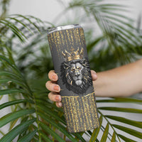 Personalized Black and Gold Lion Skinny Tumbler King Africa - Wonder Print Shop