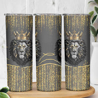 Personalized Black and Gold Lion Skinny Tumbler King Africa - Wonder Print Shop