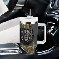 Personalized Black and Gold Lion Tumbler With Handle King Africa - Wonder Print Shop