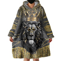 Personalized Black and Gold Lion Wearable Blanket Hoodie King Africa - Wonder Print Shop