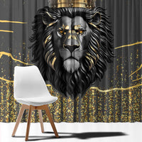 Personalized Black and Gold Lion Window Curtain King Africa - Wonder Print Shop