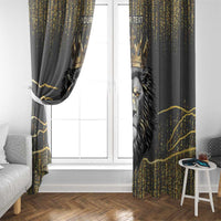 Personalized Black and Gold Lion Window Curtain King Africa - Wonder Print Shop