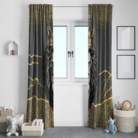 Personalized Black and Gold Lion Window Curtain King Africa - Wonder Print Shop