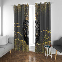 Personalized Black and Gold Lion Window Curtain King Africa - Wonder Print Shop