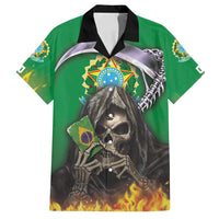 Brazil Hoodie Family Matching Puletasi and Hawaiian Shirt Brazil Reaper Skull Fire - Wonder Print Shop