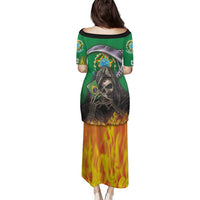 Brazil Hoodie Family Matching Puletasi and Hawaiian Shirt Brazil Reaper Skull Fire - Wonder Print Shop